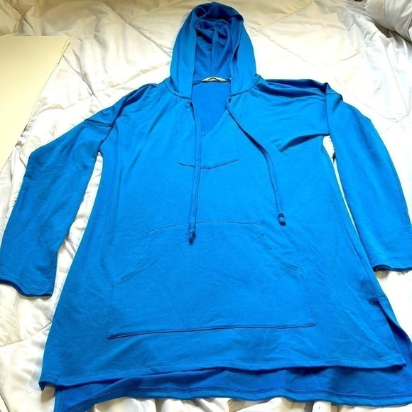 Soft Surroundings blue tunic hoodie size XS front pocket - Picture 1 of 8